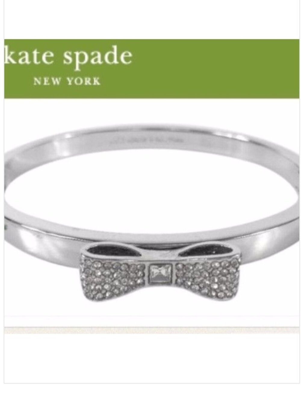NWT~KATE SPADE~"READY SET BOW" Pave Bangle Bracelet, Silver
